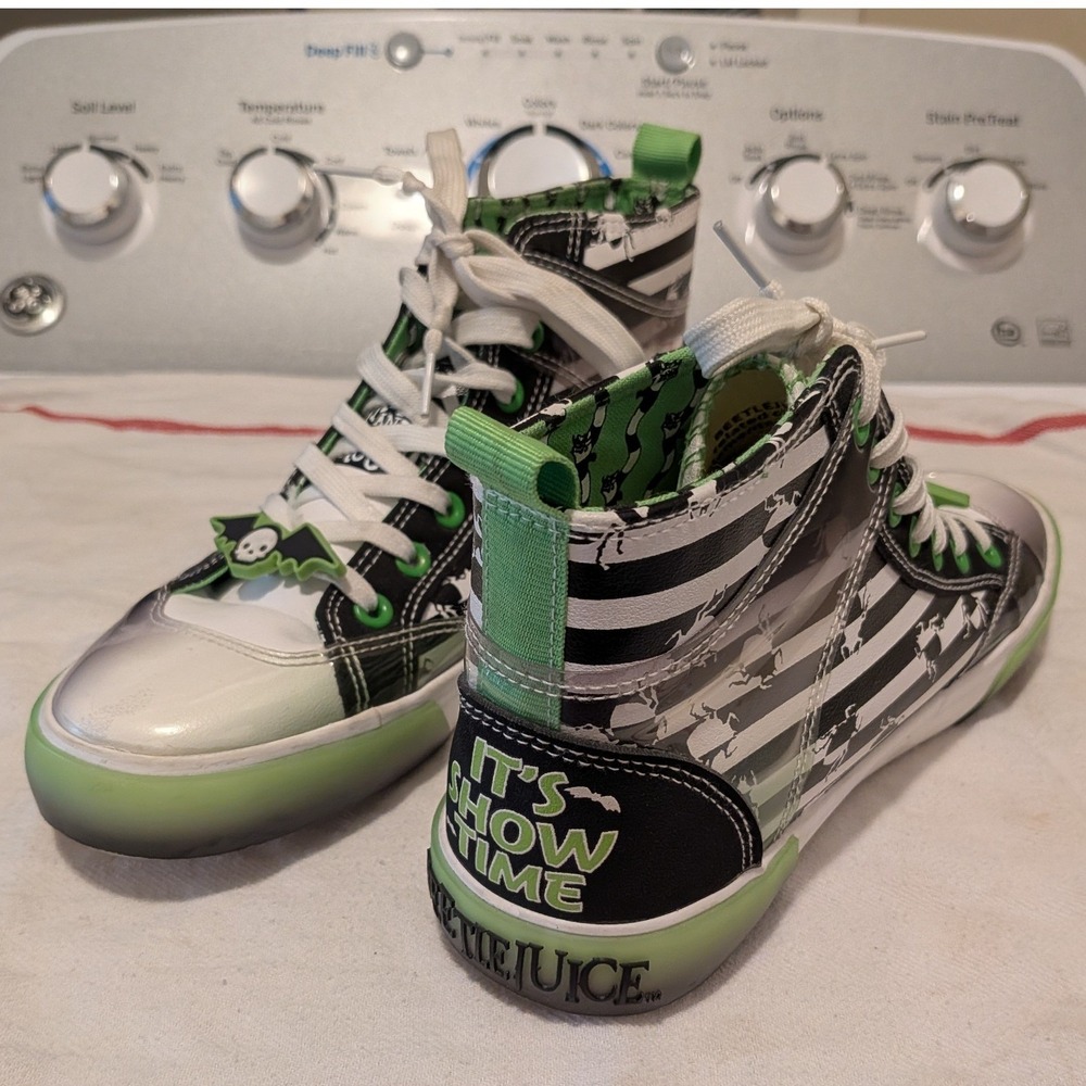 Ground Up Beetlejuice High Top Sneakers "It's Showtime" Sandworm Goth Shoes 6.5